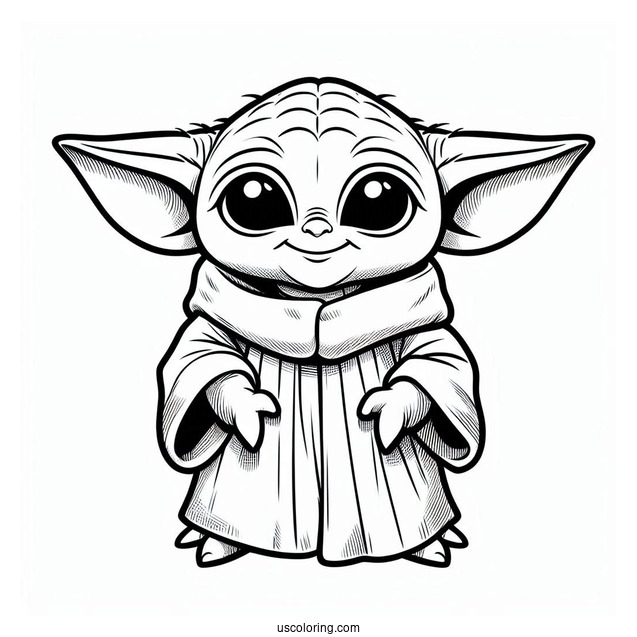 Detailed Baby Yoda Coloring Sheet