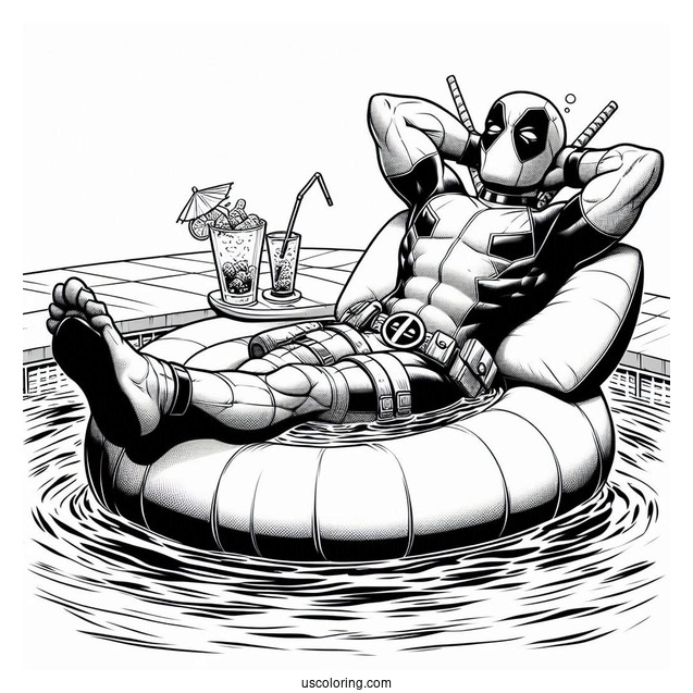 Deadpool Relaxing In Pool
