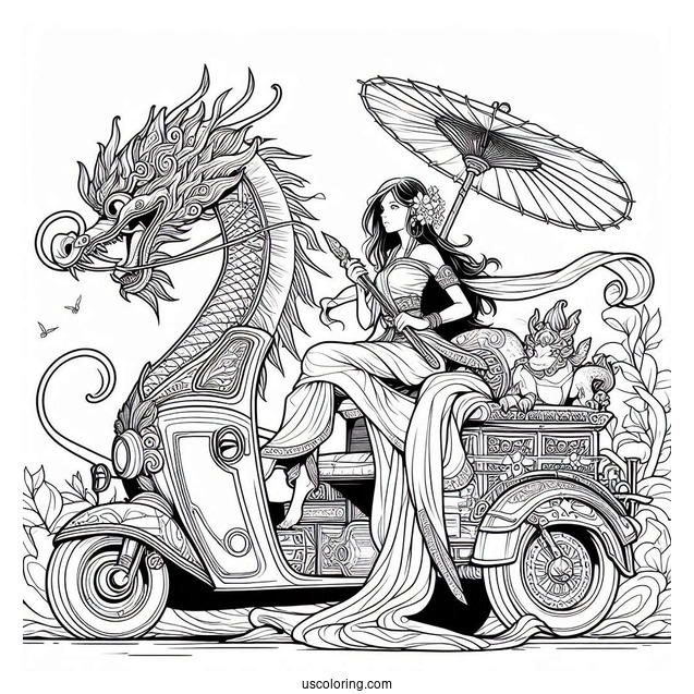 Raya Sitting On Top Of Tuk Tuk With Her Sword