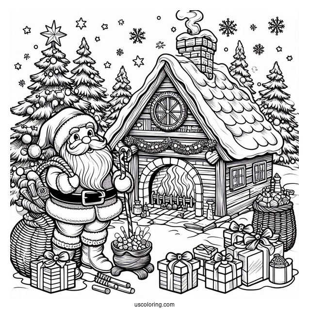 Realistic Santa_s Workshop To Color