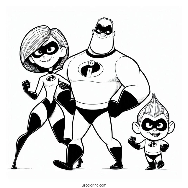 Pixar Coloring Page of The Incredibles With Syndrome And Frozone