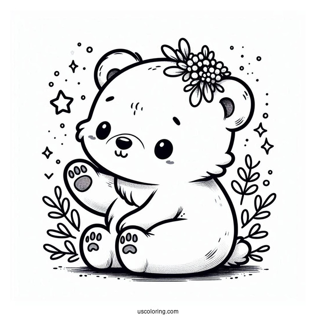 Cute Baby Polar Bear With Paw Up