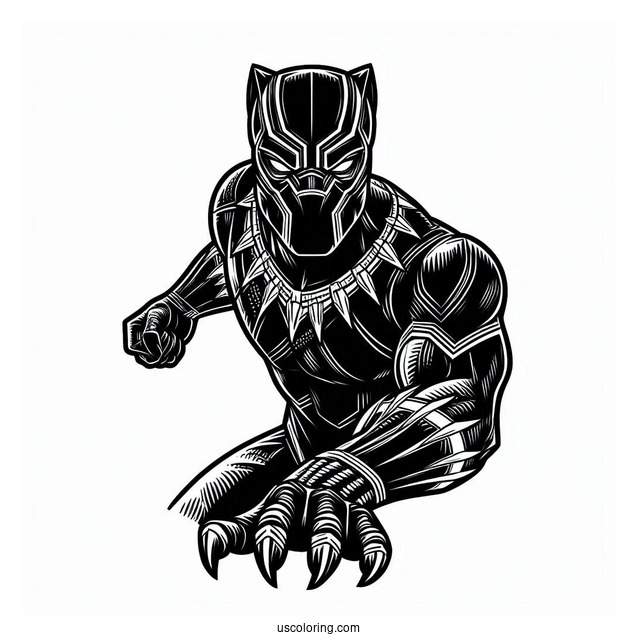 Black Panther With The Avengers Coloring Page
