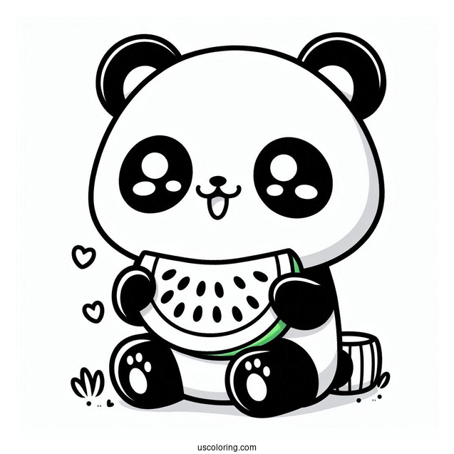 Kawaii Themed Panda With Watermelon