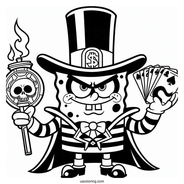 SpongeBob Coloring Page Of Evil Blackjack For Kids