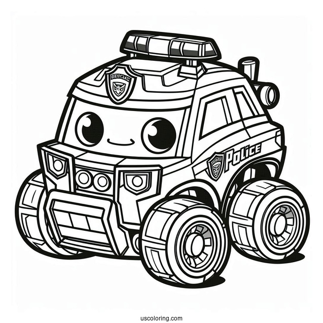 Rescue Bots Coloring Page Of Chase The Police Bot In Robot Form