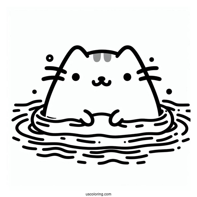 Pusheen Floating In The Water