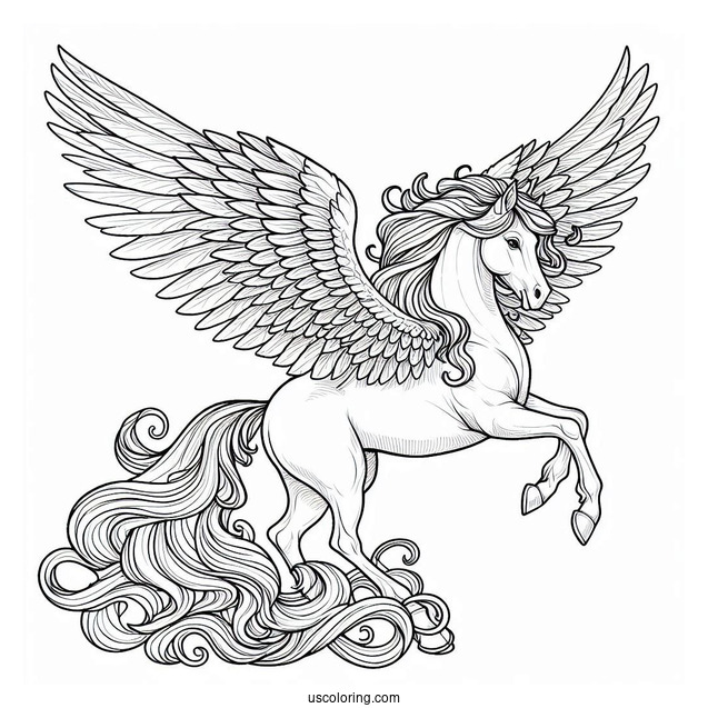 Majestic Pegasus Coloring Page With Large Wings