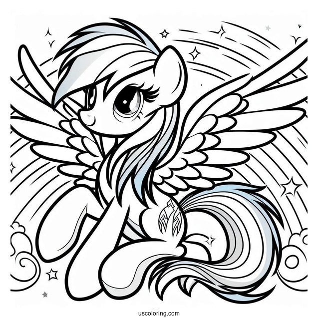 Mighty Rainbow Dash Coloring Page With Wings Spread Out