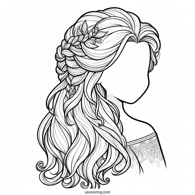 Elsa Hair Coloring Page For Kids