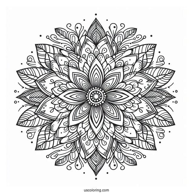 Tangled Flower Mandala Coloring Page