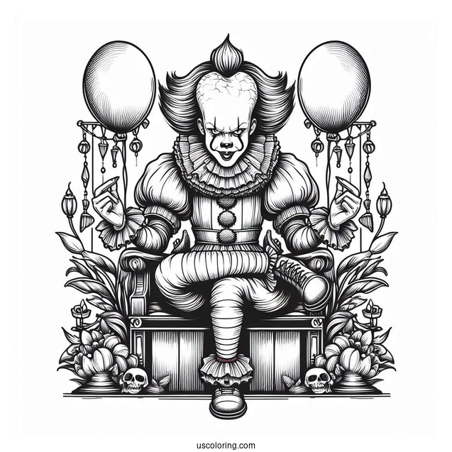 Pennywise Coloring Page Vintage Circus Poster