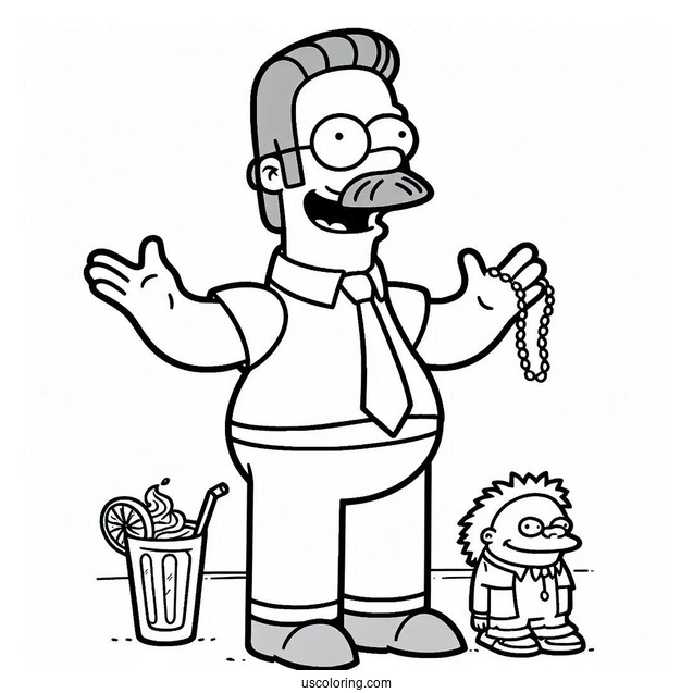 Simpsons Coloring Pages Of Happy Ned Flanders