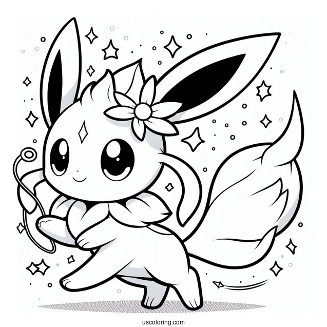 Chibi Walking Sylveon Coloring Page For Preschoolers