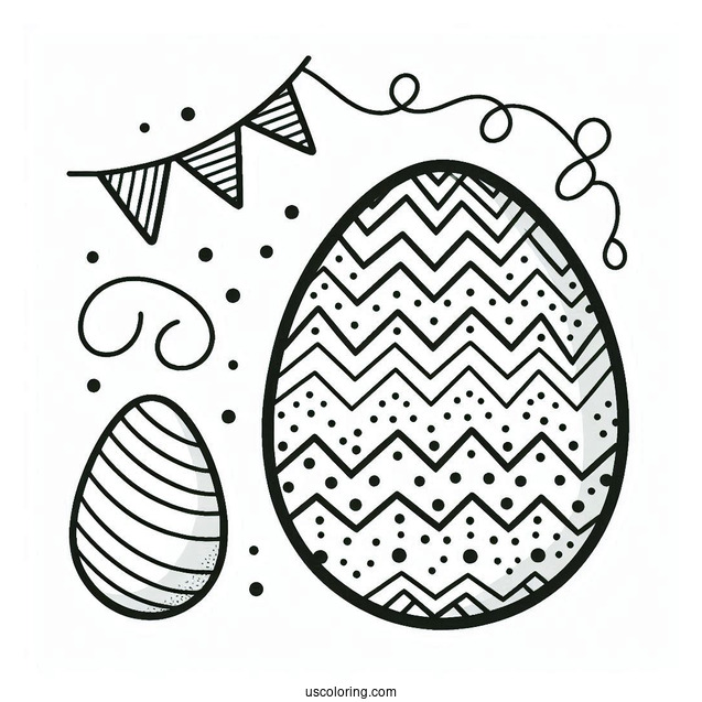Chevron And Polka Dots Easter Egg Coloring Sheet For Preschoolers