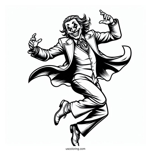 Detailed Coloring Sheet Of Joker Dancing