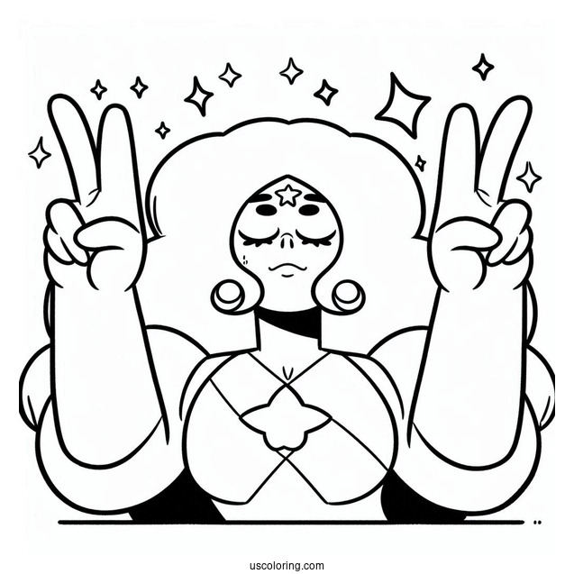 Easy Adult Steven Universe Coloring Page Doing Peace Sign For Kids