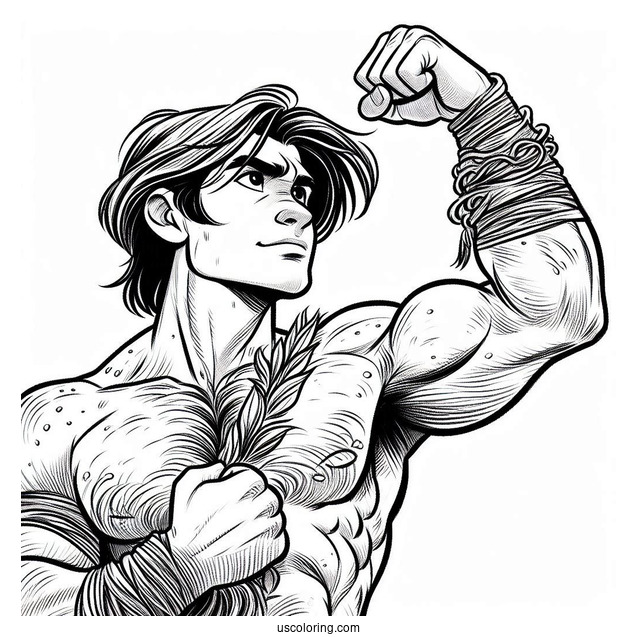 Young Tarzan Coloring Page Beating His Chest For Kids
