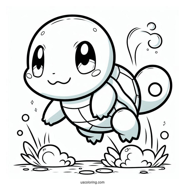Jumping Squirtle Coloring Page For Preschoolers