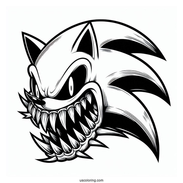 Sonic Exe Coloring Page Showing Sharp Teeth