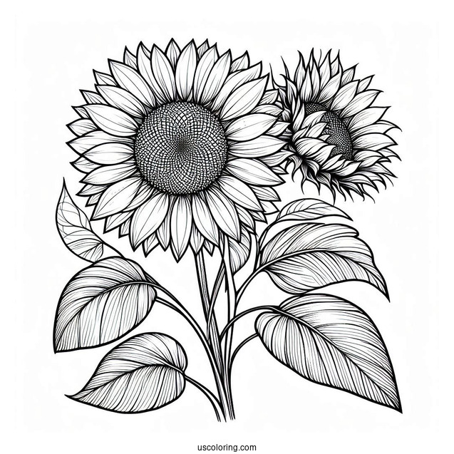 Simple Sunflower Coloring In