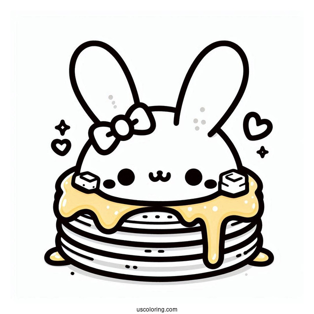 Kawaii Pancake Coloring Page Bunny With Melting Butter