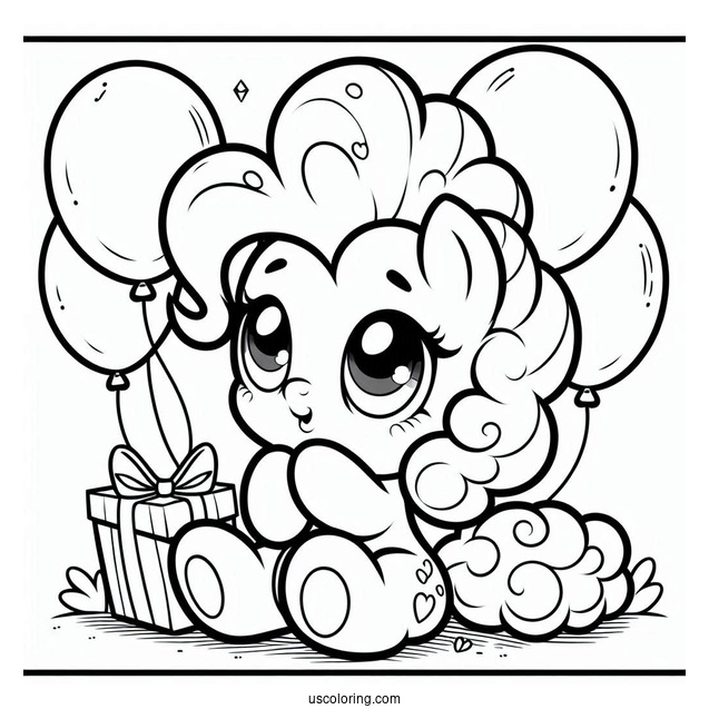 Baby Pinkie Pie Coloring Page With Balloon Background