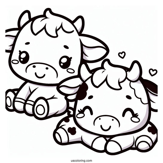 Cute Kawaii Cow Coloring Page