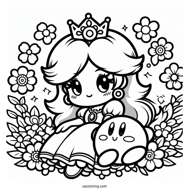 Princess Daisy Coloring Page With Kirby