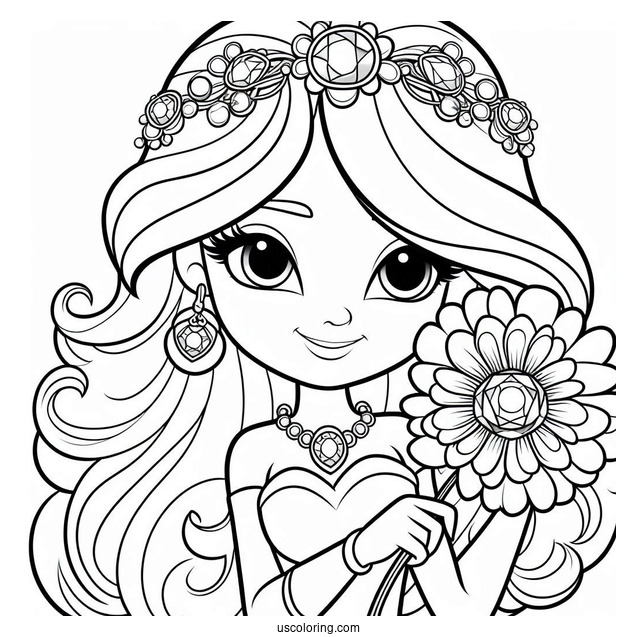 Jewel Holding A Flower Coloring Page