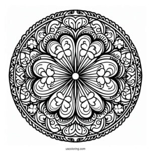 St. Patrick's Day Coloring Page Intricate Clover Mandala