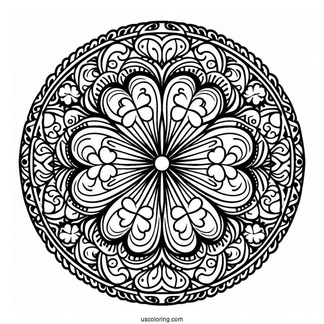 St. Patrick's Day Coloring Page Intricate Clover Mandala
