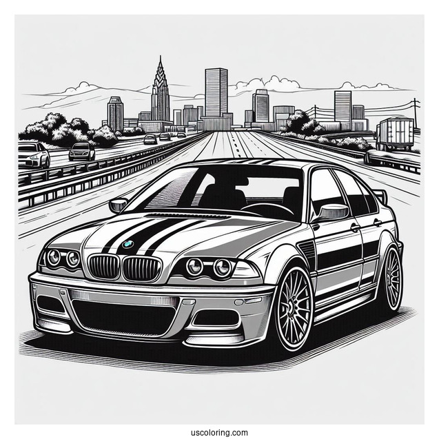 BMW Coloring Page E46 M3 On The Road
