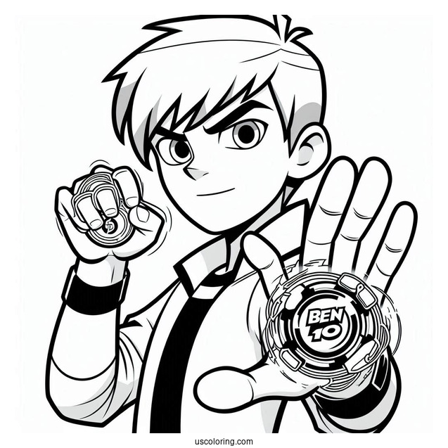 Ben 10 Coloring Page Of Teenage Ben With Omnitrix