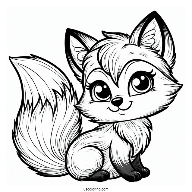 Smiling Realistic Fox Coloring Page