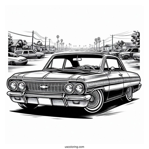 Realistic Chevrolet Lowrider Coloring Page