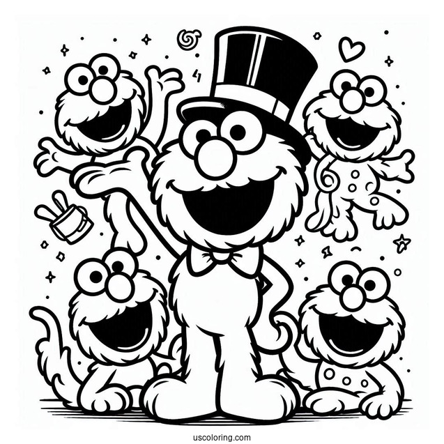 Elmo and Friends Coloring Page