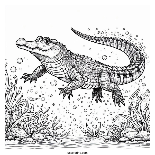 Freshwater Crocodile Going Into Water Coloring Page