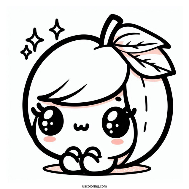 Kawaii Peach Coloring Page For Kids