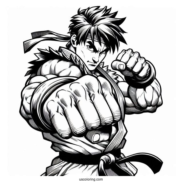 Street Fighter Coloring Page Of Makoto Punching The Air