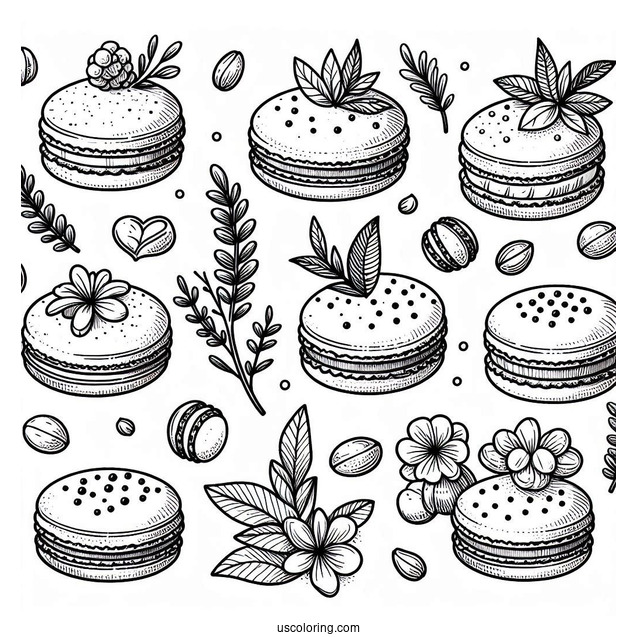 Coloring Page Of Macaroons