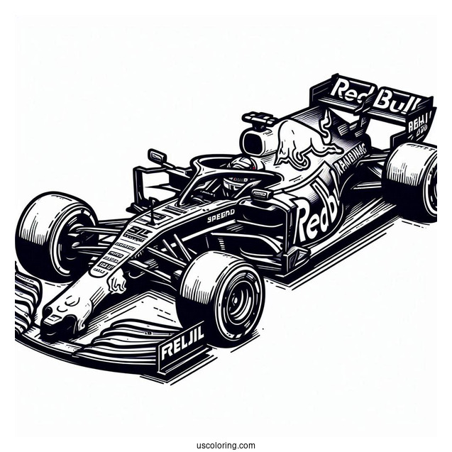 Red Bull Racing RB14 F1 Coloring Page Car
