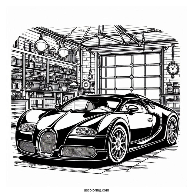 Bugatti Coloring Page Centodieci Inside Garage