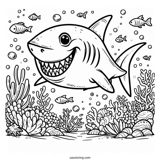 Smiling Hammerhead Shark Coloring Page