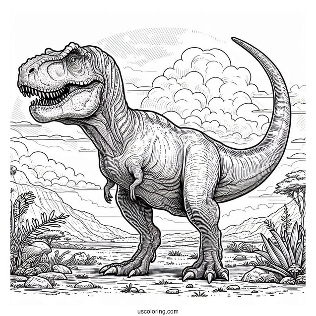 Detailed Tyrannosaurus Rex Coloring Sheet