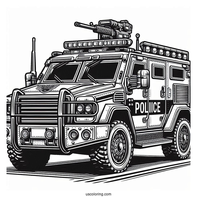 Armored Swat Police Car Coloring Page