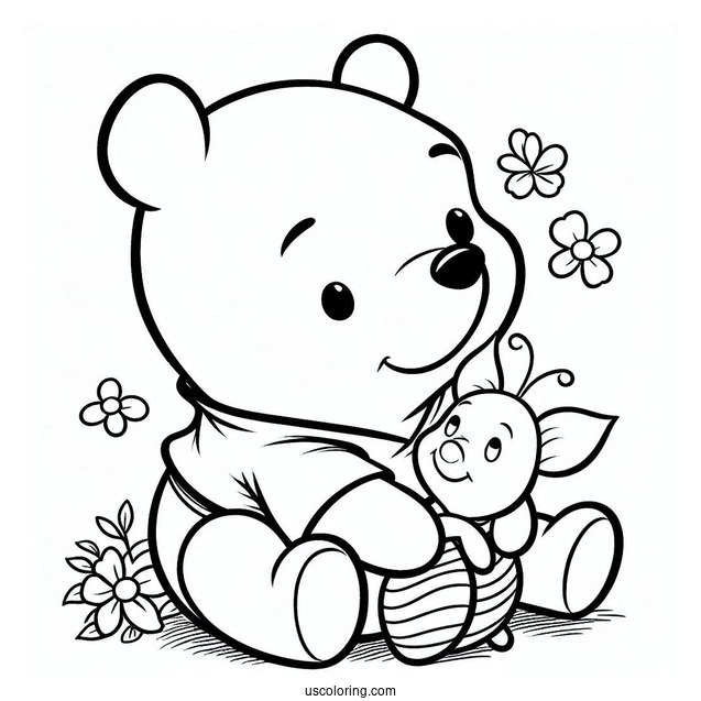 Baby Winnie The Pooh With Piglet Coloring Pages For Kids