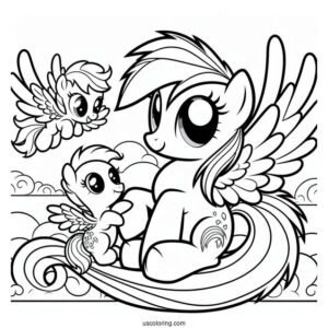 Rainbow Dash Coloring Page And Soarin With Their Baby For Kids