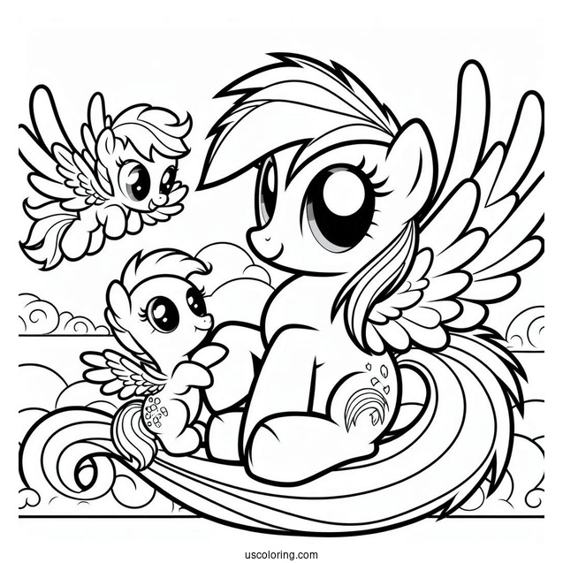 Rainbow Dash Coloring Page And Soarin With Their Baby For Kids