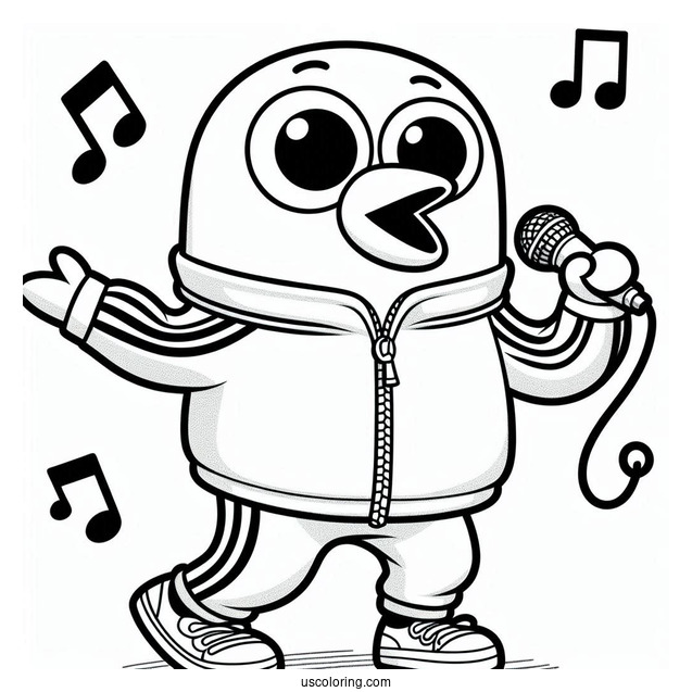 Sing Coloring Page Of Gunter Singing And Dancing In Tracksuit For Kids